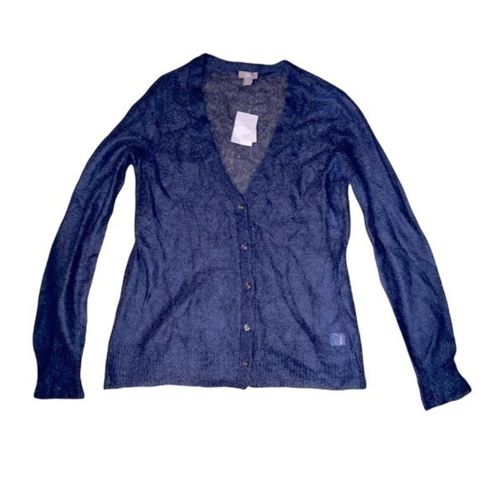 J. Jill mohair wool blend blue cardigan sweater new